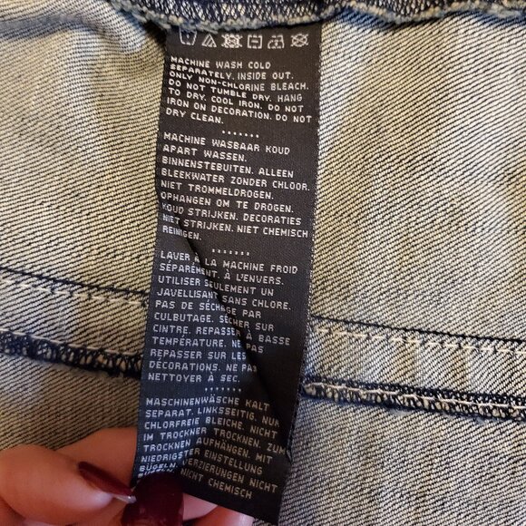 Harley-Davidson MEDIUM Rhinestone Bejeweled Blue Denim Zip Up Vest - Picture 7 of 9